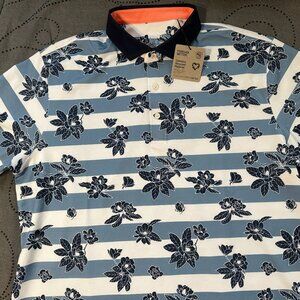 PUMA GOLF PIQUE GARDEN ZEN BLUE NAVY WHITE POLO SHIRT SIZE L MEN $85.00